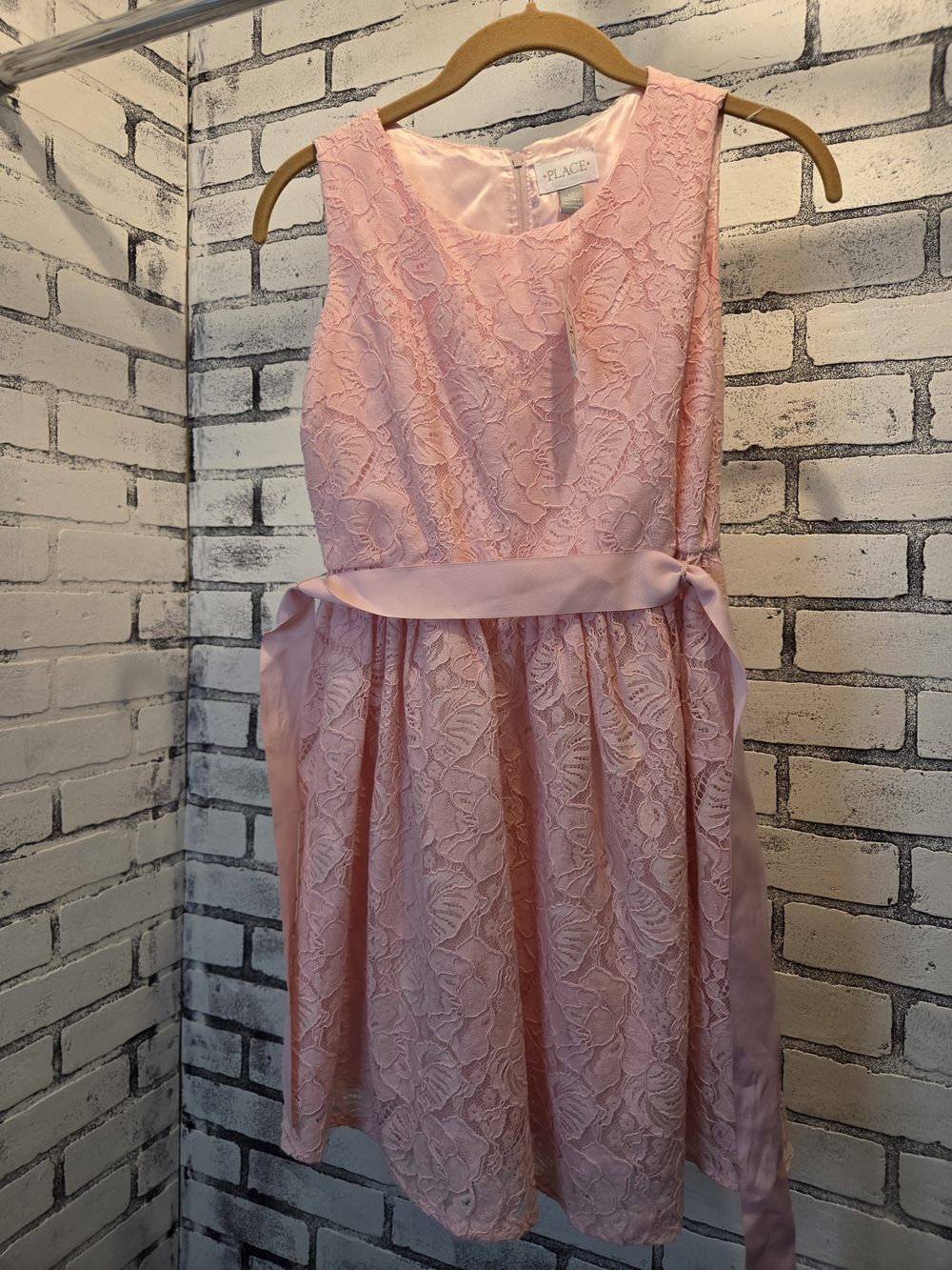 Girls Pink Lace Party Dress with Satin Sash